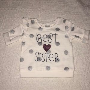 Best Sister polka dot tee 3 months